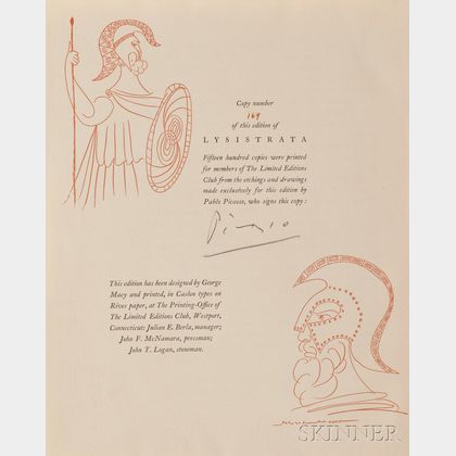 Aristophanes Lysistrata , Illustrations by Pablo Picasso.