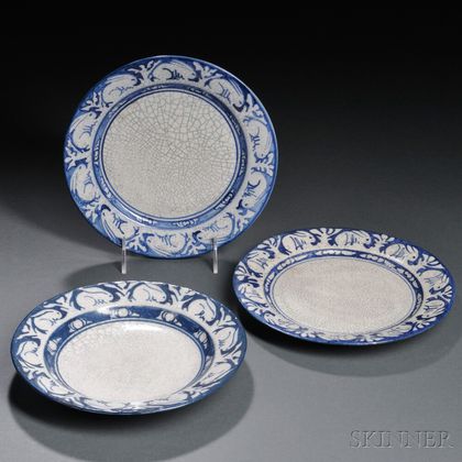 Three Dedham Pottery Rabbit Plates 