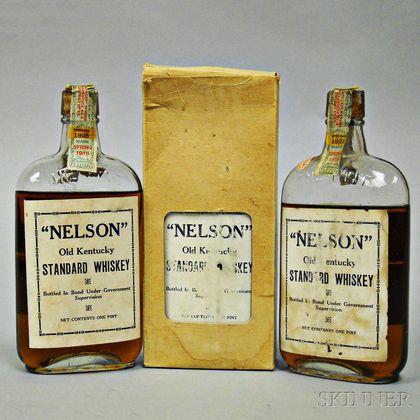 Nelson Old Kentucky Standard Whiskey 7 Years Old 1916, 3 pint bottles (one with oc) 