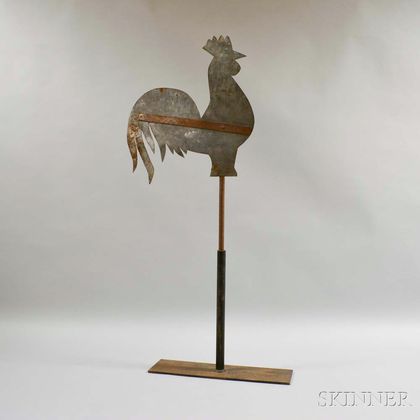 Sheet Tin Rooster Weathervane on Stand