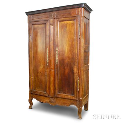 French Provincial Carved Walnut Armoire
