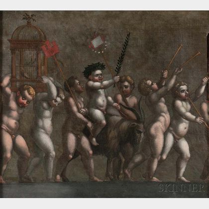 Italian School, 17th Century The Triumph of Bacchus: Two Framed Canvases