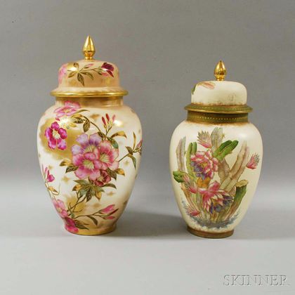 Two Royal Bonn Floral-decorated Ceramic Covered Vases