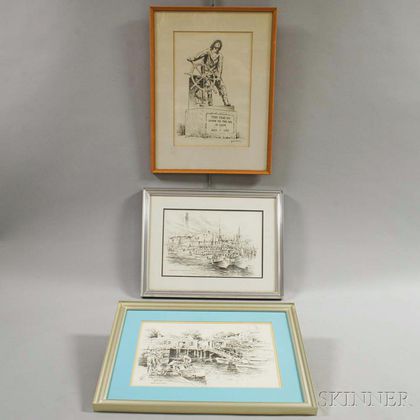 Three Framed Jason Murray Prints of Marblehead. Estimate $20-200