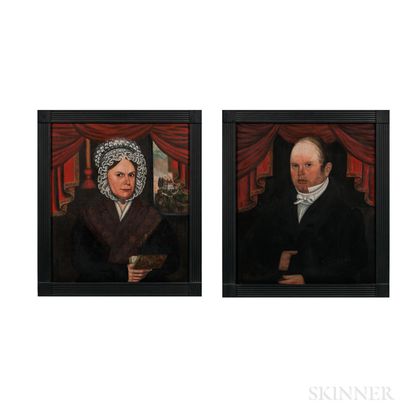 American School, Early 19th Century Portraits of Mr. and Mrs. Abraham Martling