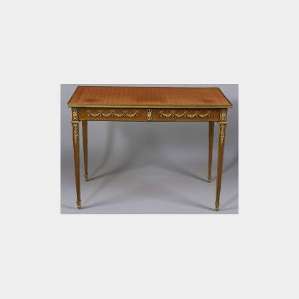 Louis XVI Style Gilt Bronze Mounted Tulipwood Parquetry Side Table