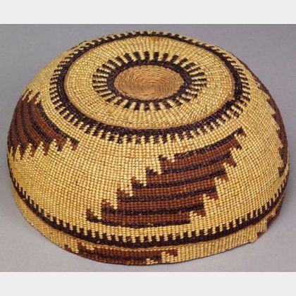 Northern California Polychrome Twined Basketry Hat