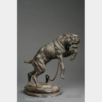 After Charles Valton (French, 1851-1918) Large Bronze Figure of a Mastiff