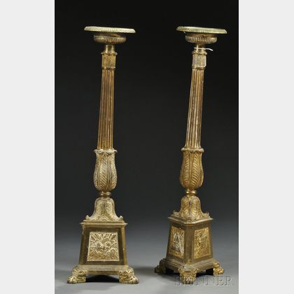Pair of Gilt-brass Pricket Candlesticks