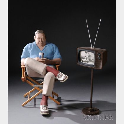 Anna Lou "Louie" Rhoades Figural Sculpture of a Man Watching Television