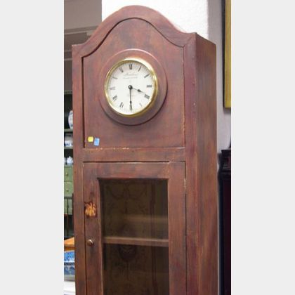 English Provincial-style Painted Wooden Tall Case Clock