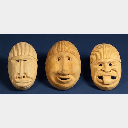 Three South American Carved Wood Masks