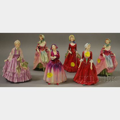 Six Royal Doulton Porcelain Figures of Ladies