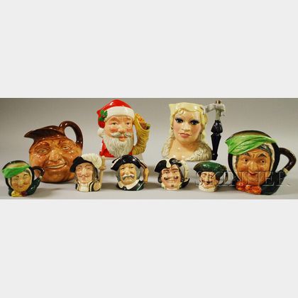 Nine Assorted Royal Doulton Ceramic Character Jugs