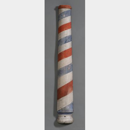 Painted Half-column Wooden Barber Pole