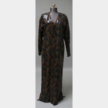 French Designer Andre Laug for Saks Fifth Avenue Paisley Evening Dress