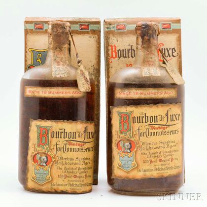 Bourbon de Luxe 18 Summers Old 1916, 2 1-pint bottles (oc) 