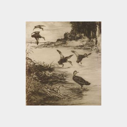 Roland Clark (American, 1874-1957) Lot of Two Duck Prints: The Rendezvous
