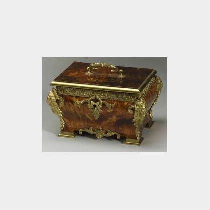 French Louis XV/XVI-style Faux Tortoise Shell Ormolu Mounted Jewel Box