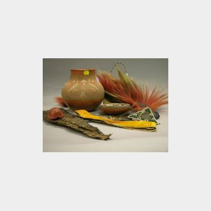 Native American Pottery Vessel and Related Items. 