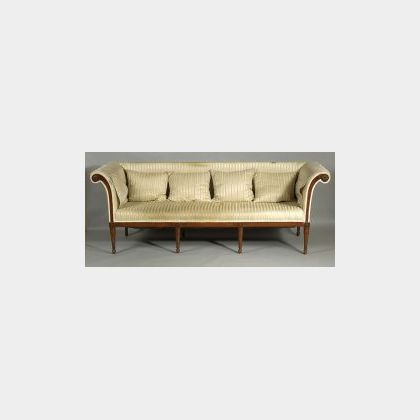 Louis XVI Style Silk Upholstered Mahogany Sofa