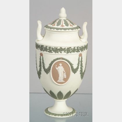 Wedgwood Three Color Jasper Vase and Cover