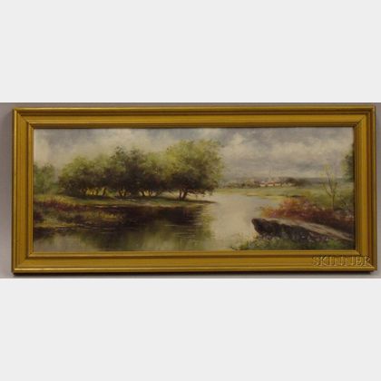 Framed Late 19th/20th Century American School Oil on Panel Landscape