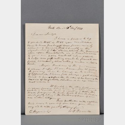 Harrison, William Henry (1773-1841) Autograph Letter Signed, 12 August 1831.