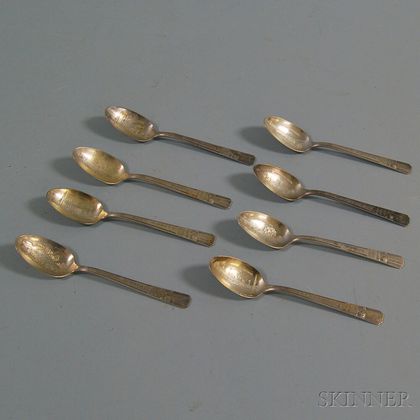 Set of Eight 1939 New York World's Fair Silver-plated Spoons