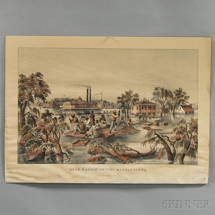 Reproduction Currier & Ives High Water In The Mississippi Lithograph