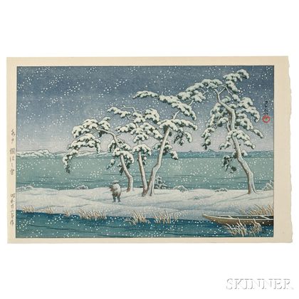 Kawase Hasui (1883-1957),Snow at Hinuma Swamp, Mito