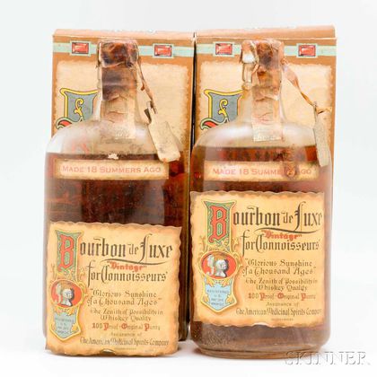 Bourbon de Luxe 18 Summers Old 1916, 2 1-pint bottles (oc) 