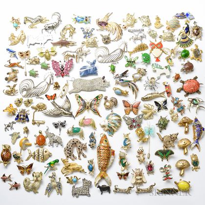 Group of Approximately 100 Costume Jewelry Animal Pins