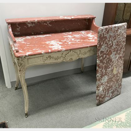 Louis XV-style White-painted Marble-top Commode