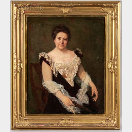 James Allen St. John (American, 1872-1957) Portrait of a Lady in a Lace-lined Black Dress