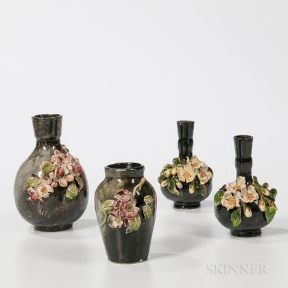 Four T.J. Wheatley Floral Vases