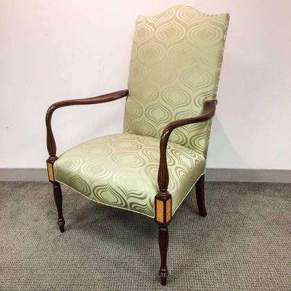 Federal-style Inlaid Mahogany Upholstered Lolling Chair