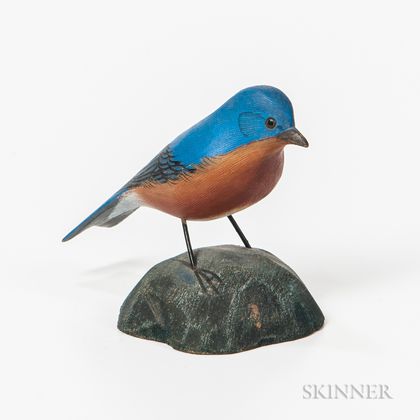 Miniature Carved and Painted Bluebird Figure