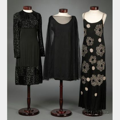 Two Vintage Galanos Gowns and a Vintage Beaded Dress