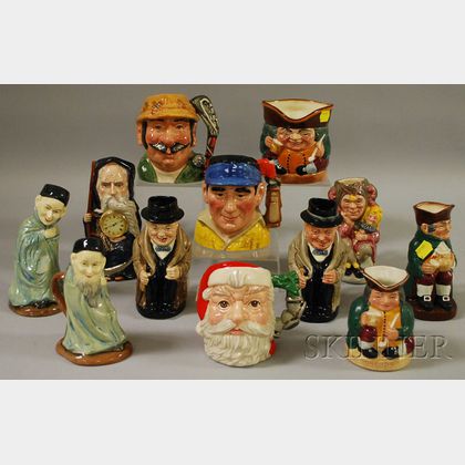 Twelve Assorted Royal Doulton Ceramic Character Jugs and Toby Jugs