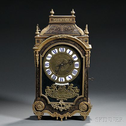 French Gilt-brass Mounted Boulle-style Mantel Clock