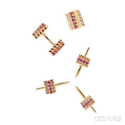 18kt Gold and Ruby Dress Set, Van Cleef and Arpels