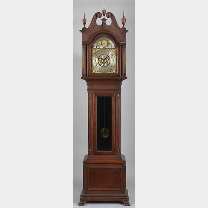 American Chippendale-style Mahogany Tall Case Clock