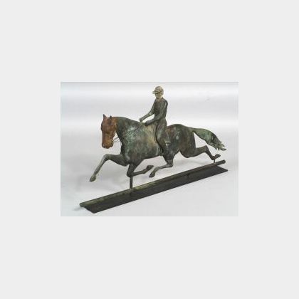 Molded Copper and Iron Horse and Jockey Weathervane