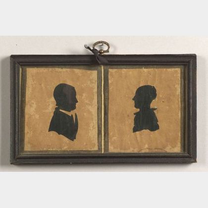 Hollow-Cut Silhouette Portraits of a Man and Woman