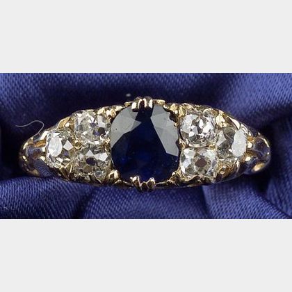 Antique 18kt Gold, Sapphire, and Diamond Ring