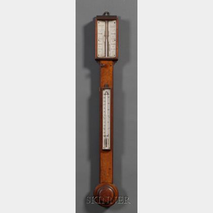 Mahogany and Burl Veneer Stick Barometer