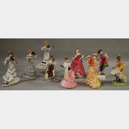 Nine Royal Doulton Porcelain Figures