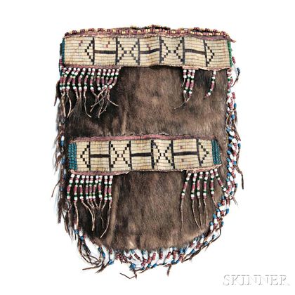 Cree Quilled and Beaded Otter Hide Pouch