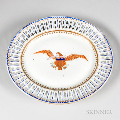 Export Porcelain Eagle-decorated Oval Platter